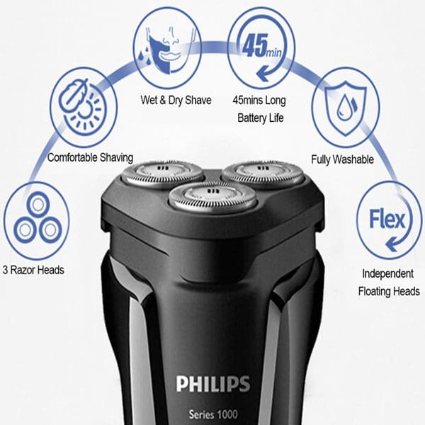 Máy cạo râu 3 lưỡi Philips tích hợp đèn led S1010 14