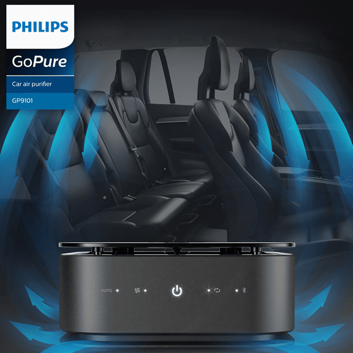 Máy lọc không khí, khử mùi trên xe ô tô Philips GP9101 cảm biến chất lượng không khí 6 màu 40