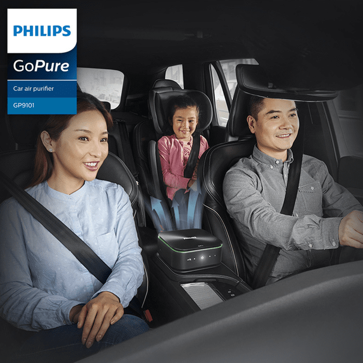 Máy lọc không khí, khử mùi trên xe ô tô Philips GP9101 cảm biến chất lượng không khí 6 màu 55