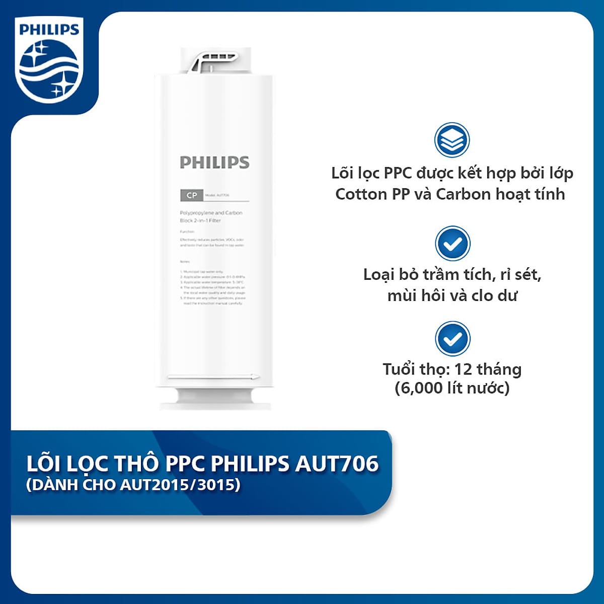 Lõi lọc thô PPC Philips AUT706 (cho AUT2015 và AUT3015) 8